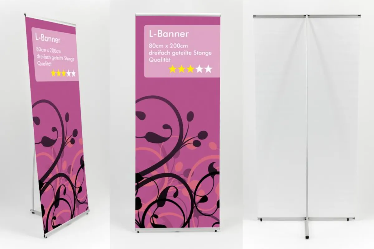 L-Banner-Display mit Digitaldruck